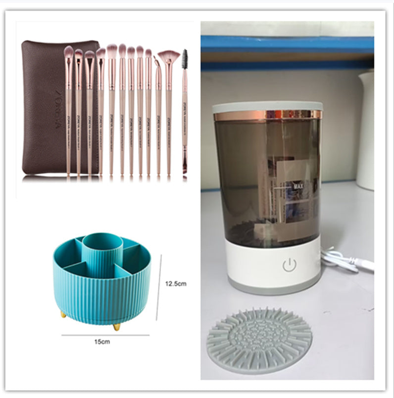 أداة تنظيف فرش ظلال العيون النسائية، جهاز تنظيف فرش المكياج الكهربائي المحمول مع شحن USB، فرشاة تجميل أوتوماتيكية