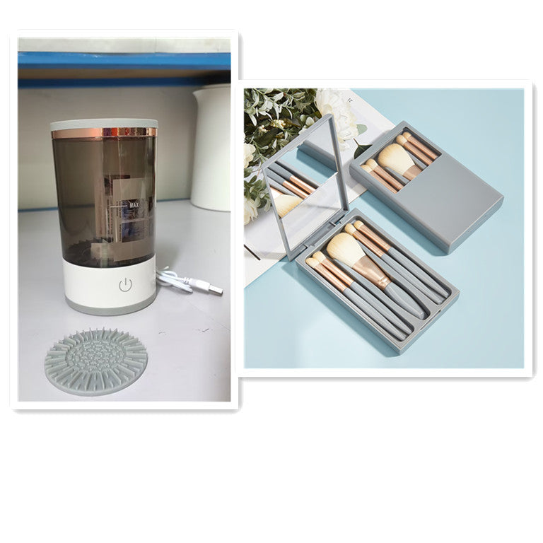 أداة تنظيف فرش ظلال العيون النسائية، جهاز تنظيف فرش المكياج الكهربائي المحمول مع شحن USB، فرشاة تجميل أوتوماتيكية