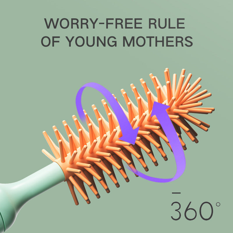 فرشاة تنظيف زجاجات الأطفال الكهربائية المصنوعة من السيليكون، قابلة للدوران 360 درجة، مزودة ببطارية ليثيوم.