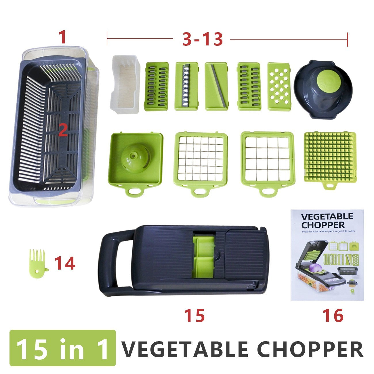 Nice Smart 15TLG Dicer Vegetable Slicer Shredder Manual Onion Chopper