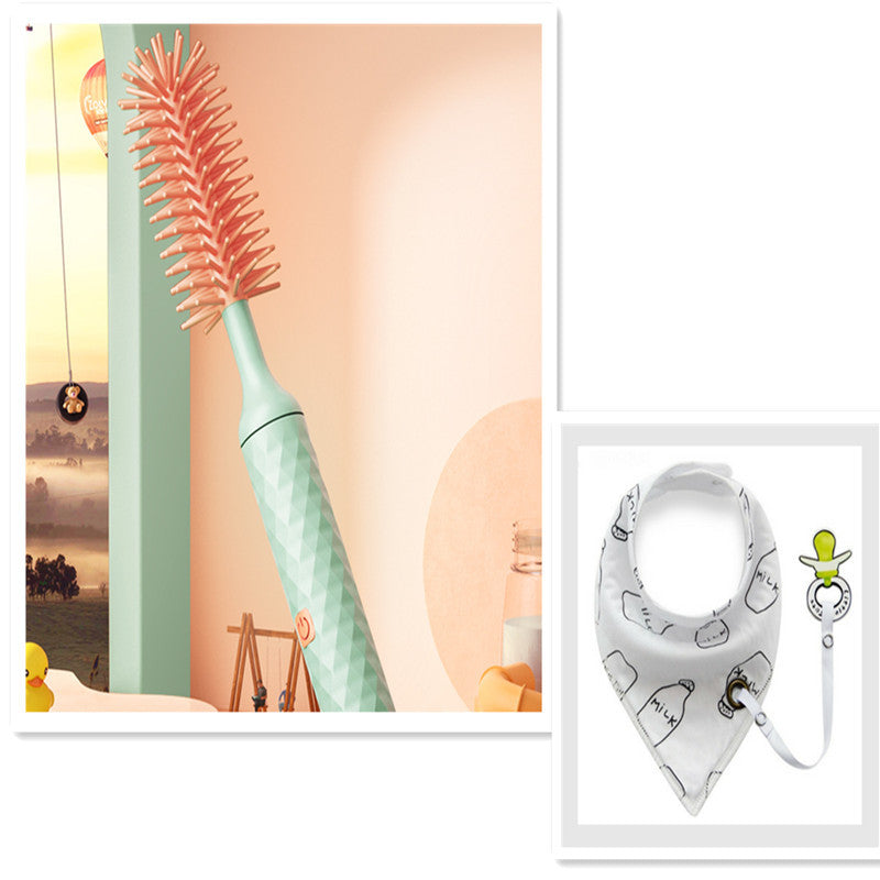 فرشاة تنظيف زجاجات الأطفال الكهربائية المصنوعة من السيليكون، قابلة للدوران 360 درجة، مزودة ببطارية ليثيوم.