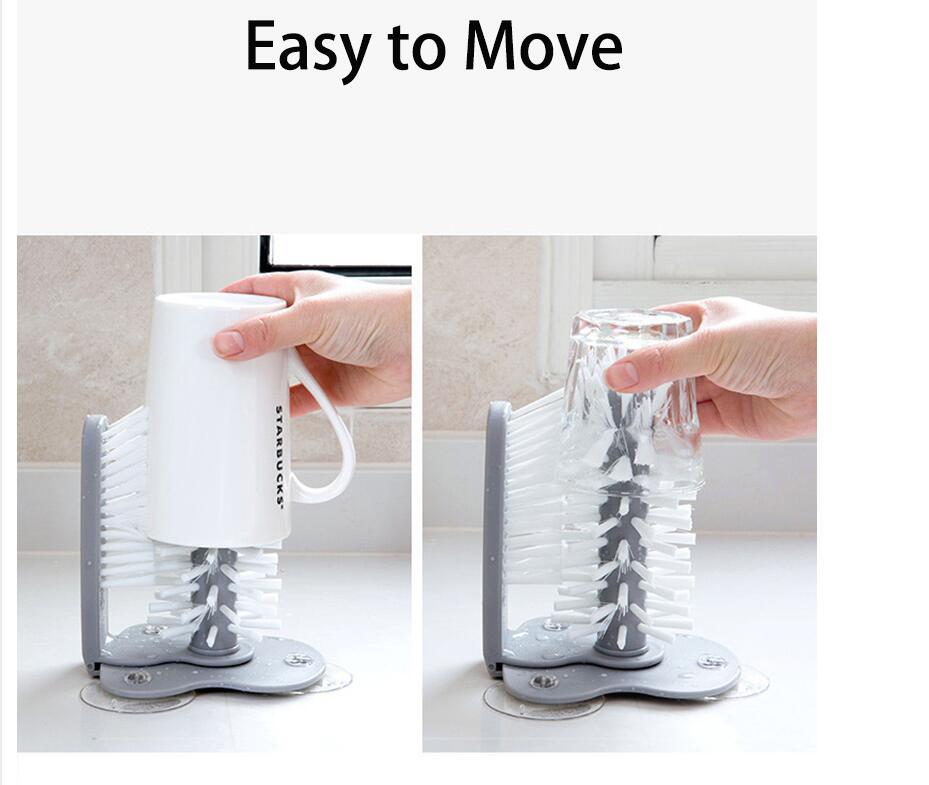 جدار شفط إبداعي، فرشاة أكواب كسولة، فرشاة تنظيف زجاجية، مطبخ، تدوير الأكواب، شاي، فرشاة أكواب، فرشاة أكواب