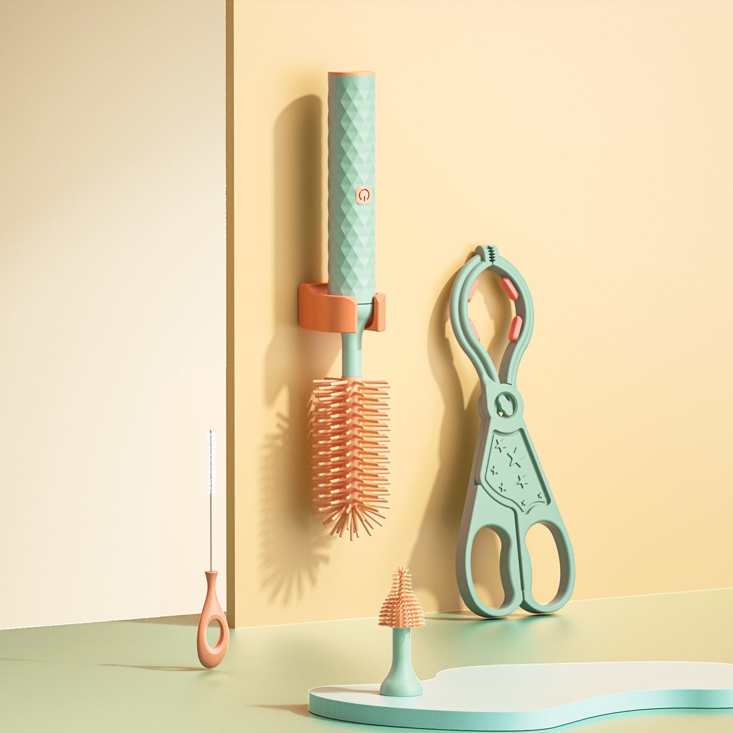 فرشاة تنظيف زجاجات الأطفال الكهربائية المصنوعة من السيليكون، قابلة للدوران 360 درجة، مزودة ببطارية ليثيوم.