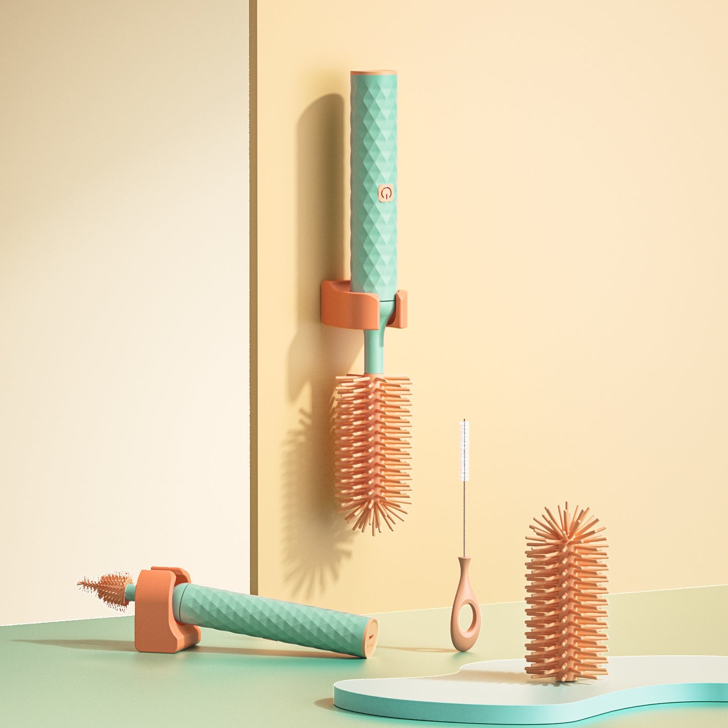 فرشاة تنظيف زجاجات الأطفال الكهربائية المصنوعة من السيليكون، قابلة للدوران 360 درجة، مزودة ببطارية ليثيوم.